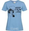 Женская футболка Keep calm and cook Голубой фото