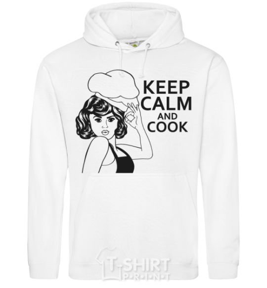 Men`s hoodie Keep calm and cook White фото