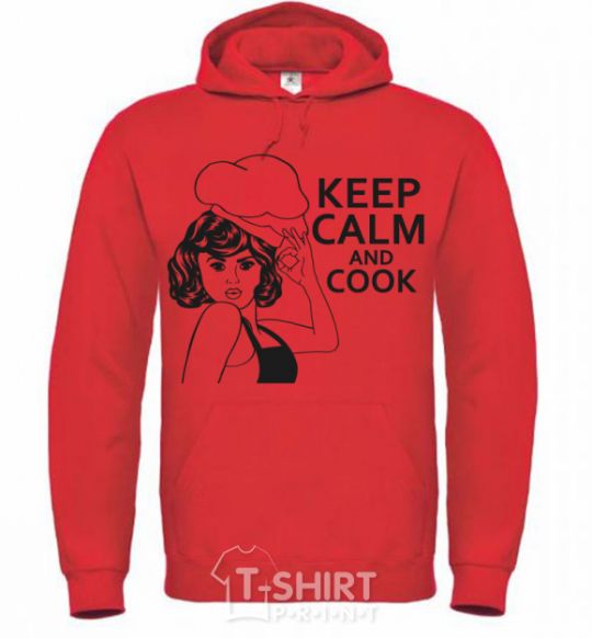 Men`s hoodie Keep calm and cook bright-red фото