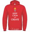 Мужская толстовка (худи) Keep calm and create Ярко-красный фото