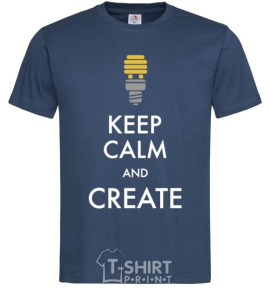 Мужская футболка Keep calm and create Темно-синий фото