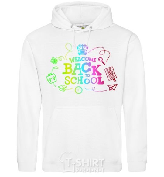 Men`s hoodie Welcome back to school White фото