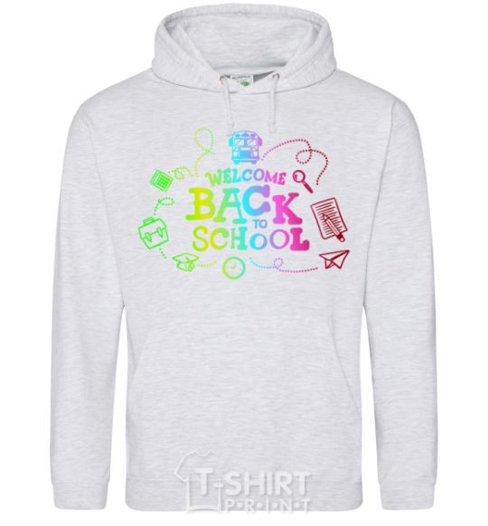 Men`s hoodie Welcome back to school sport-grey фото