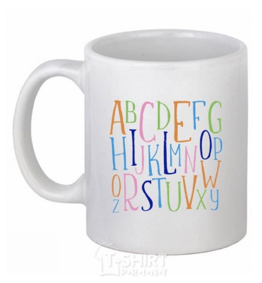 Ceramic mug English alphabet White фото