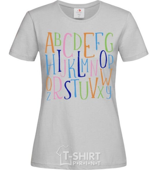 Women's T-shirt English alphabet grey фото