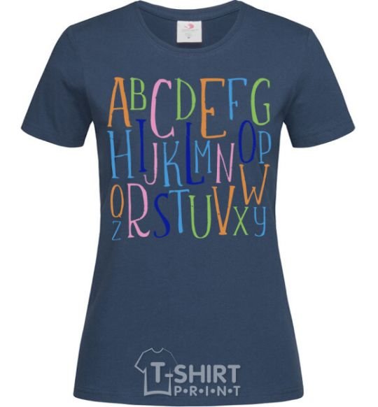 Women's T-shirt English alphabet navy-blue фото