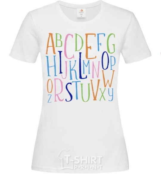 Women's T-shirt English alphabet White фото