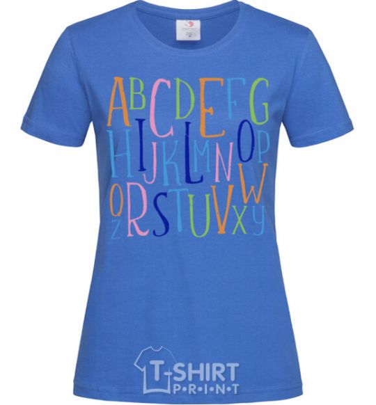 Women's T-shirt English alphabet royal-blue фото
