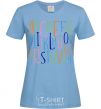 Women's T-shirt English alphabet sky-blue фото