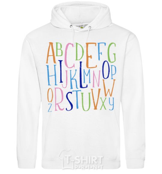 Men`s hoodie English alphabet White фото