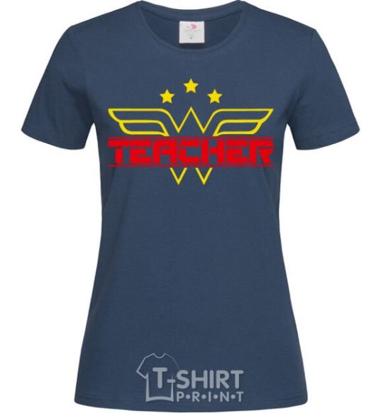Women's T-shirt Wonder teacher navy-blue фото