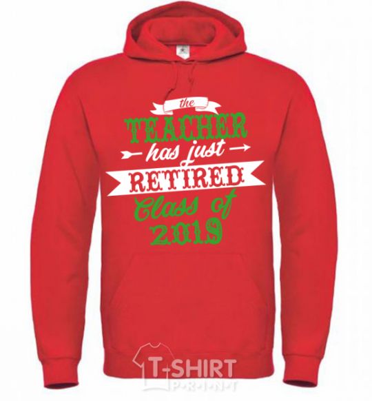 Men`s hoodie The teacher has just retired bright-red фото