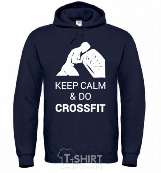 Men`s hoodie Keep calm and do crossfit navy-blue фото