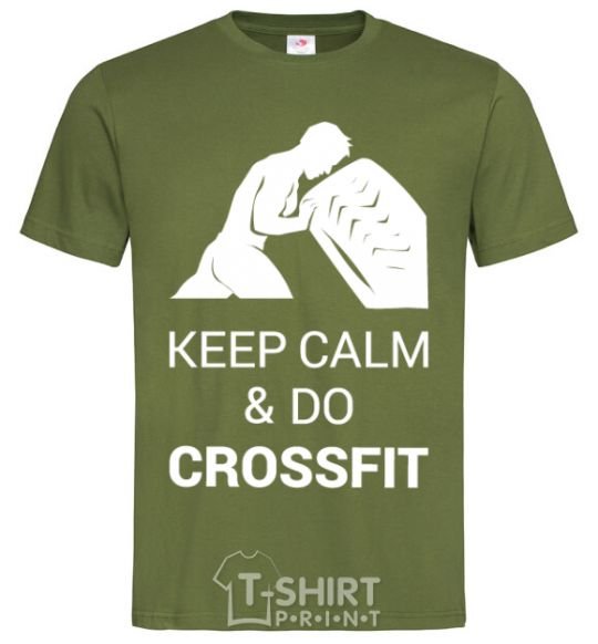 Мужская футболка Keep calm and do crossfit Оливковый фото