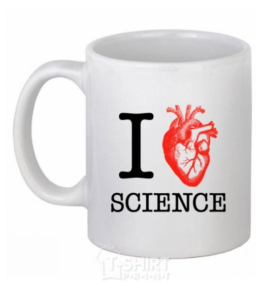 Ceramic mug I love sience White фото