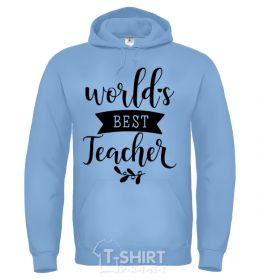 Men`s hoodie World's best teacher sky-blue фото