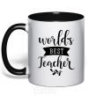 Mug with a colored handle World's best teacher black фото