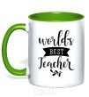 Mug with a colored handle World's best teacher kelly-green фото