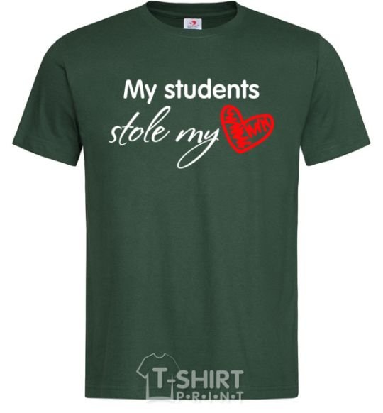 Мужская футболка My students stole my heart Темно-зеленый фото