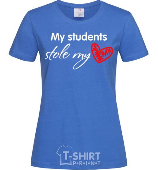 Women's T-shirt My students stole my heart royal-blue фото
