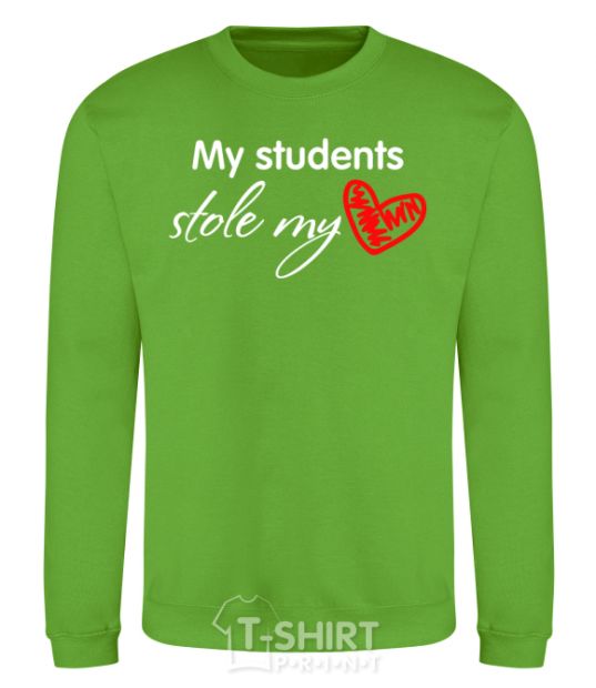 Sweatshirt My students stole my heart orchid-green фото