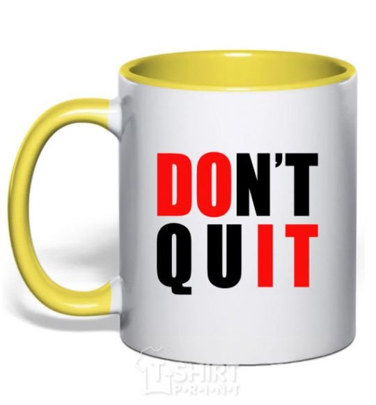 Mug with a colored handle Don't quit yellow фото