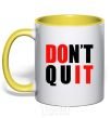 Mug with a colored handle Don't quit yellow фото