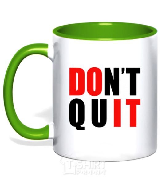 Mug with a colored handle Don't quit kelly-green фото