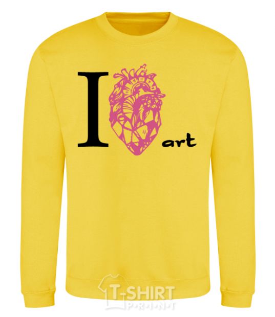 Sweatshirt I love art yellow фото