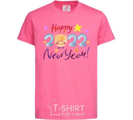 Детская футболка Happy 2019 new year pig Ярко-розовый фото