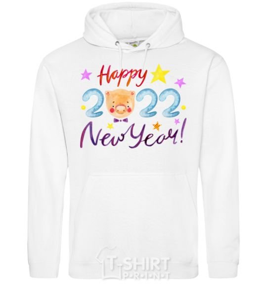 Men`s hoodie Happy 2019 new year pig White фото