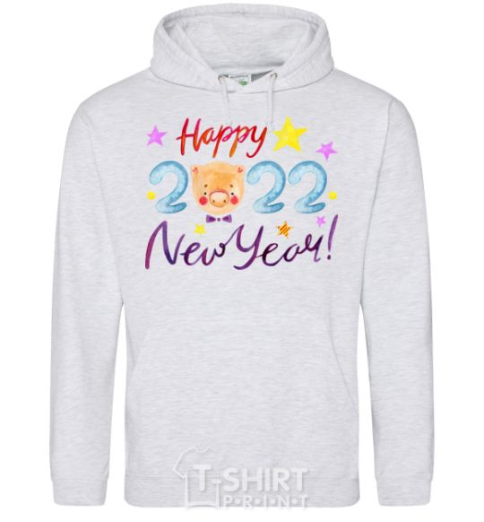 Men`s hoodie Happy 2019 new year pig sport-grey фото