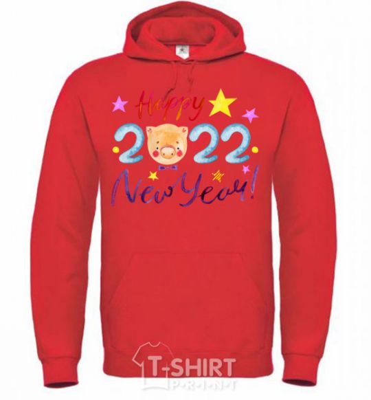 Men`s hoodie Happy 2019 new year pig bright-red фото