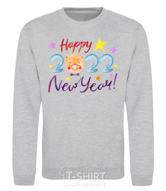 Sweatshirt Happy 2019 new year pig sport-grey фото