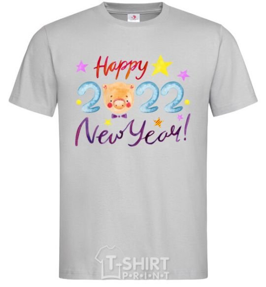 Men's T-Shirt Happy 2019 new year pig grey фото