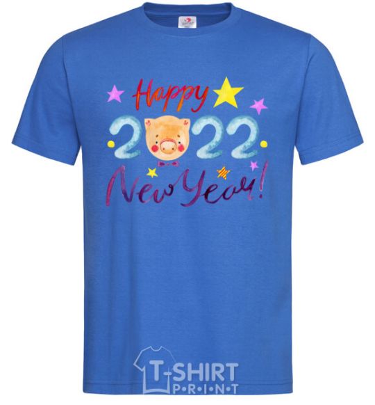 Men's T-Shirt Happy 2019 new year pig royal-blue фото