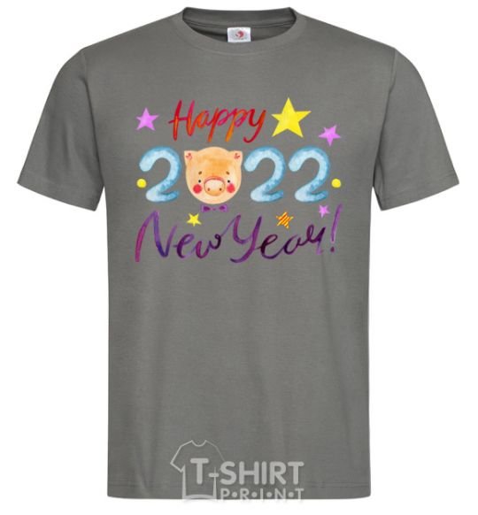 Men's T-Shirt Happy 2019 new year pig dark-grey фото