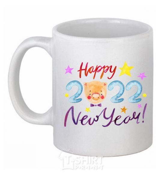 Ceramic mug Happy 2019 new year pig White фото