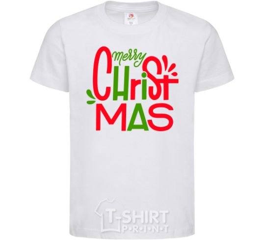 Kids T-shirt Merry Christmas text White фото