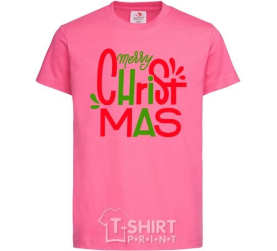 Kids T-shirt Merry Christmas text heliconia фото