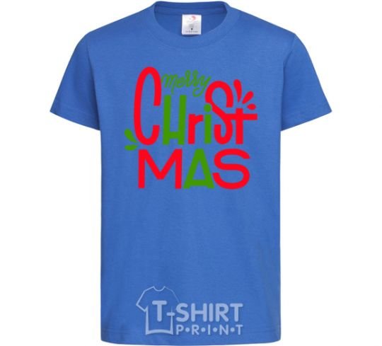 Kids T-shirt Merry Christmas text royal-blue фото