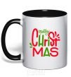 Mug with a colored handle Merry Christmas text black фото