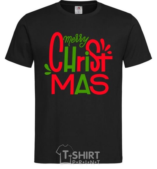 Мужская футболка Merry Christmas text Черный фото