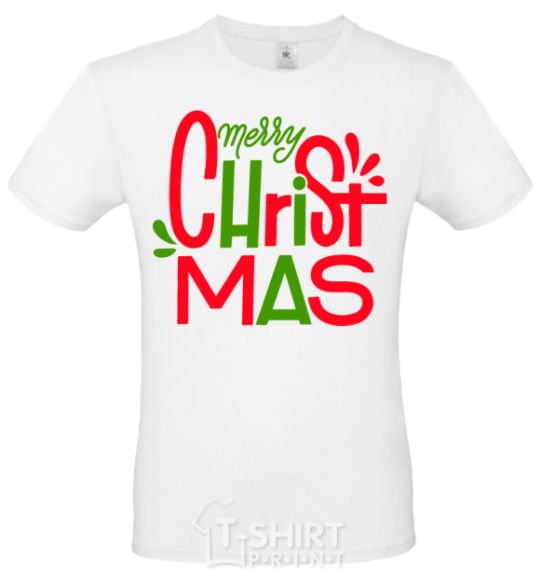 Men's T-Shirt Merry Christmas text White фото