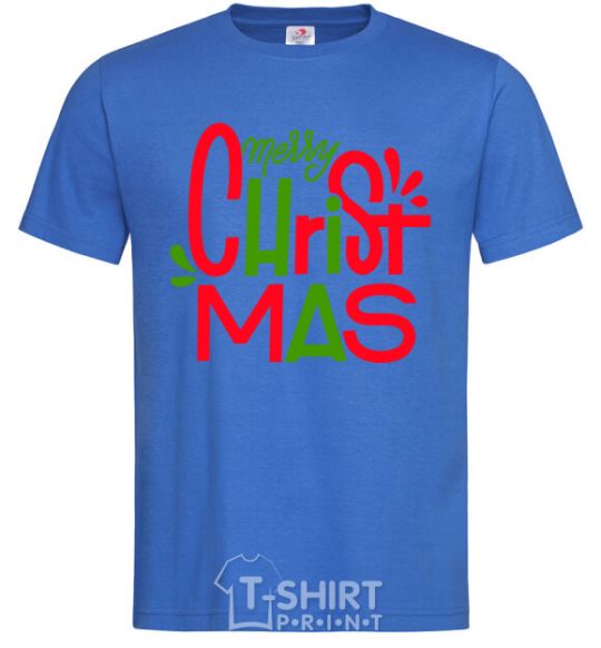 Men's T-Shirt Merry Christmas text royal-blue фото