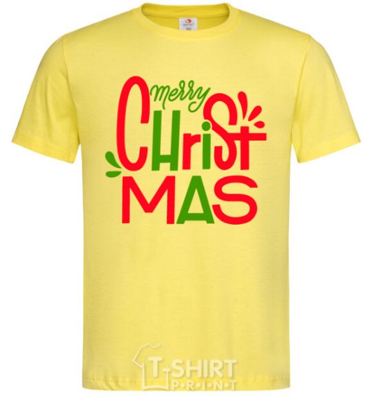 Men's T-Shirt Merry Christmas text cornsilk фото