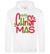 Men`s hoodie Merry Christmas text White фото