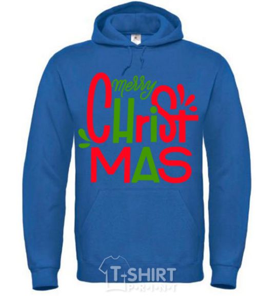 Men`s hoodie Merry Christmas text royal фото