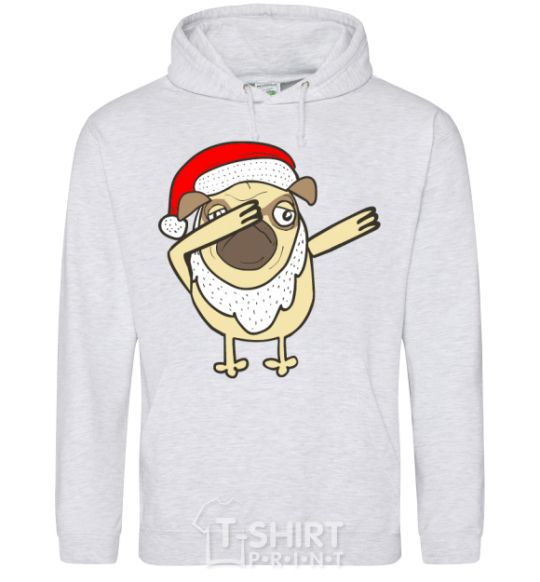 Men`s hoodie Dabbing Christmas pug sport-grey фото