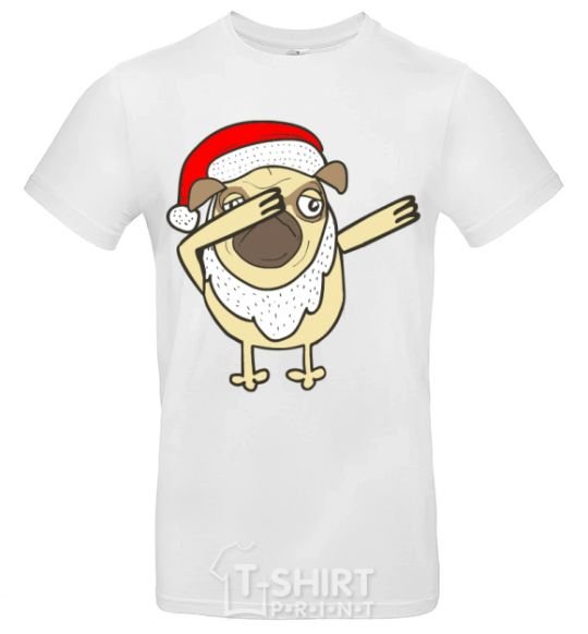 Men's T-Shirt Dabbing Christmas pug White фото